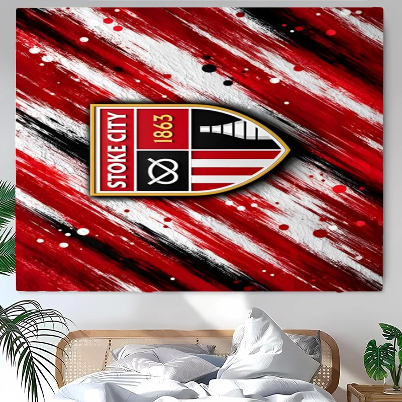 Stoke City F.C. Tapestry Wall Hanging Room Background Cloth Home Decor Beach Mat Yoga Mat Sofa Bed Sheet