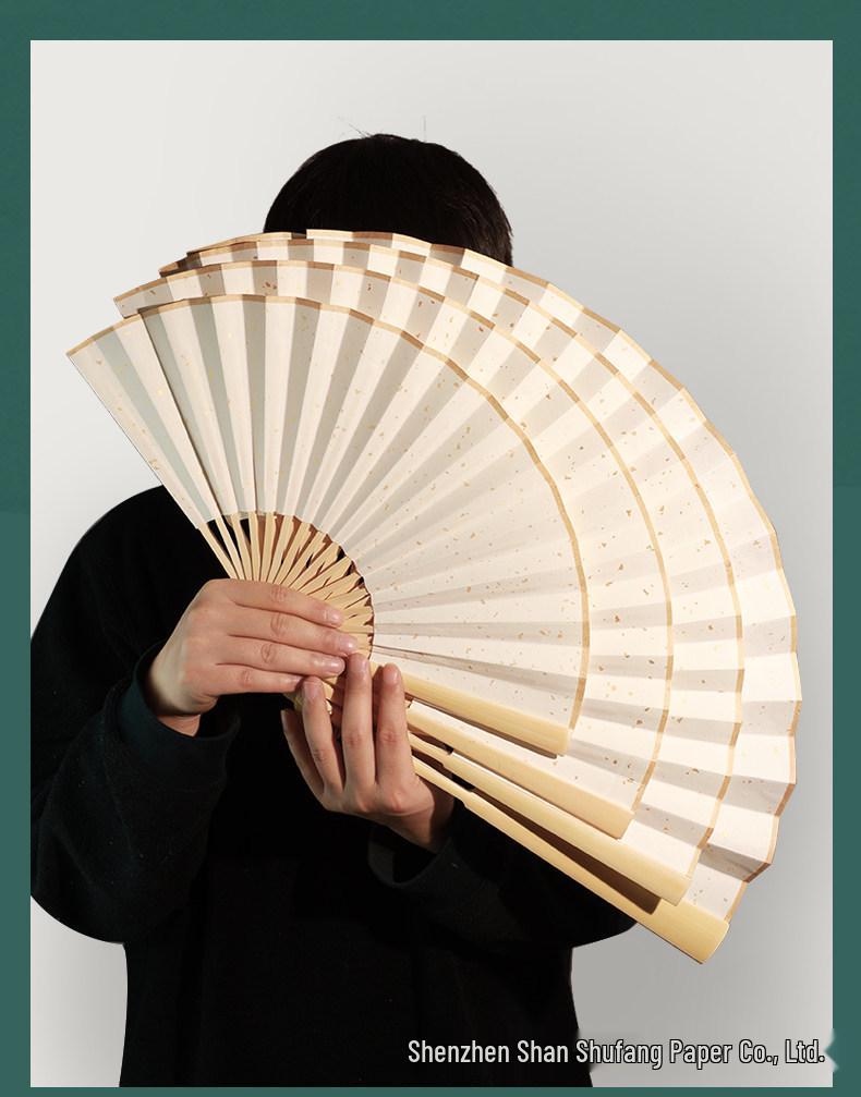 Men's Chinese Style Calligraphy Folding Fan - Ancient Design, Handwritten Paper Dancing Fan