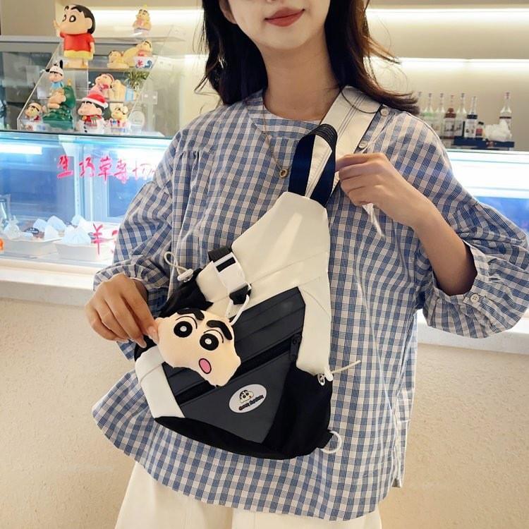 Waniyama Crayon Shinchan San Plush Pendant Color Blocked Cartoon Backpack