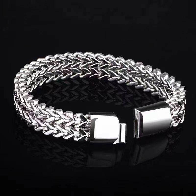 Hip Hop Stainless Steel Reversible Men's Cuban Bracelet - Simple, Bold, Punk Style