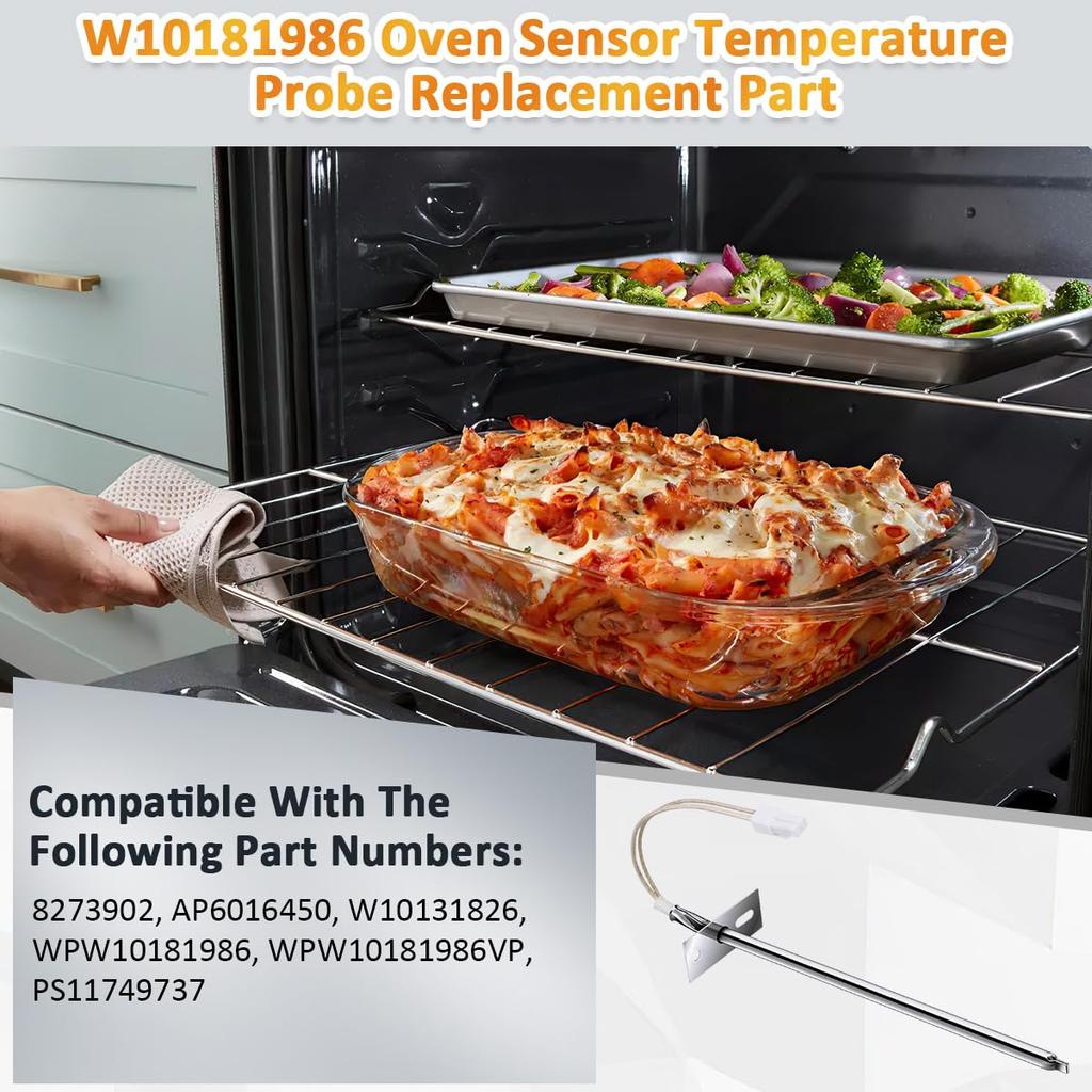WPW10181986 W10181986 Oven Temperature Sensor Probe Replacement Part - Exact Fit for Whirlpool Maytag Kenmore Ranges - Replaces WPW10181986 8273902