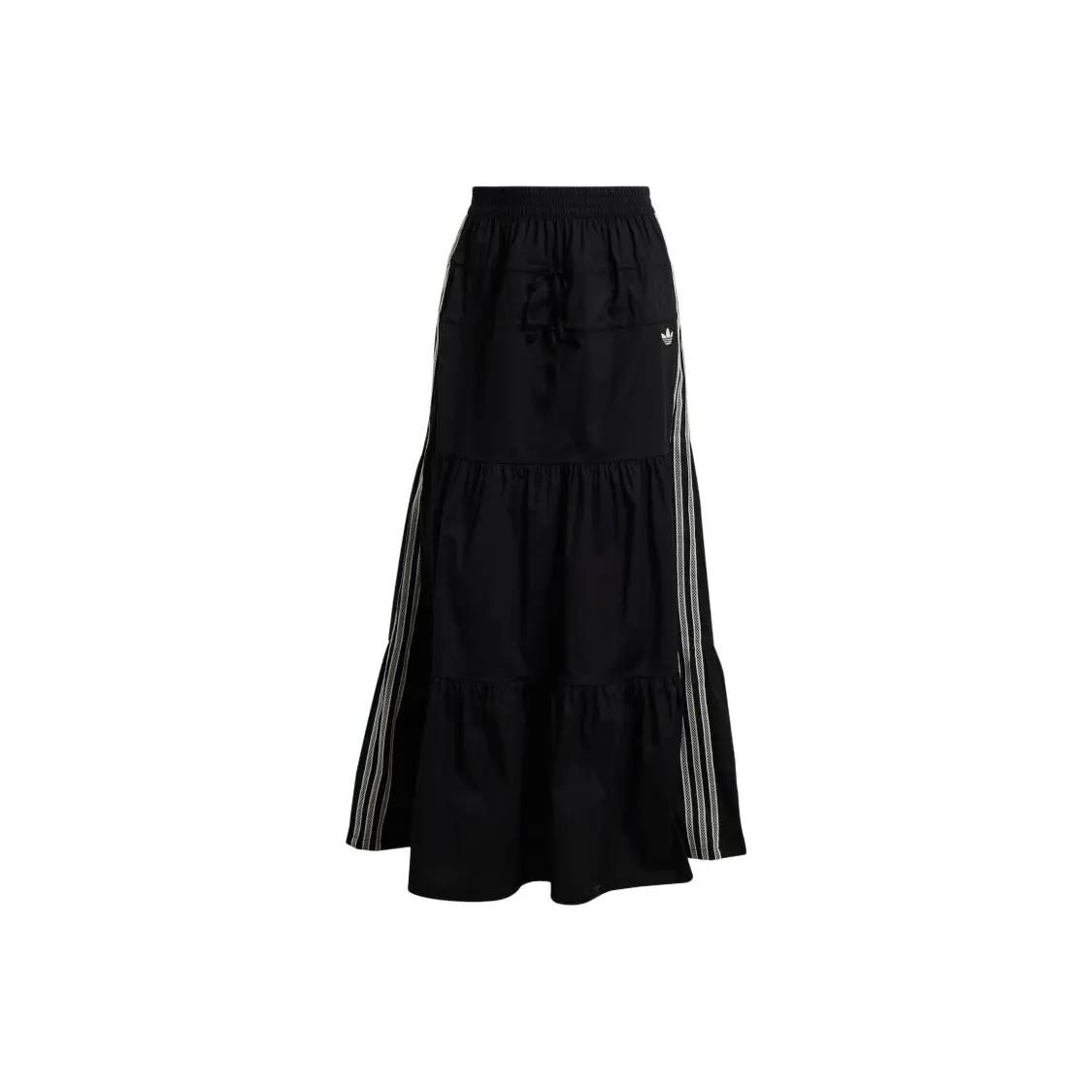 adidas originals Logo Mid-Rise Casual Long Skirt Women s Black XS