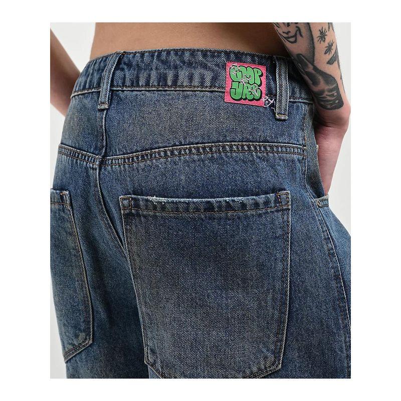 Foreign Trade Original Order EMP * YRE Boxcar Extent Gasoline Washing Water Wide Leg Loose Low Waist Denim Blue Series