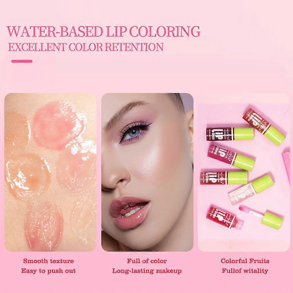 6 Colors Lip Stain Hydrating Lip Oil, Fat Oil Lip Drip Hydrating Lip Glow Oil Moisturizing Lip Gloss Lasting Tinted Plumping Lip Oil
