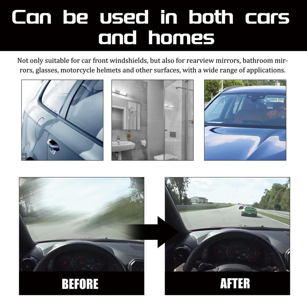 Homonth Car Anti-Fog Agent, Vehicle Glass Cleaner, Rainproof and Anti-Fog Cleaning and Water-Repellent Multi-Purpose Spray 1 Set