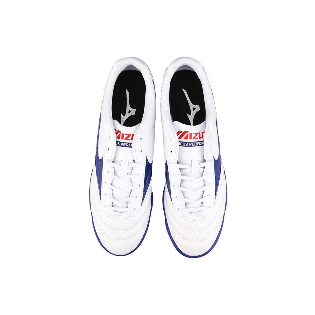 Mizuno Morelia 2 Club AS Round Toe Lace-Up TF (Rubber Studs) Slip-Resistant Durable Breathable Soccer Shoes Men sneaker White Blue P1GD211625