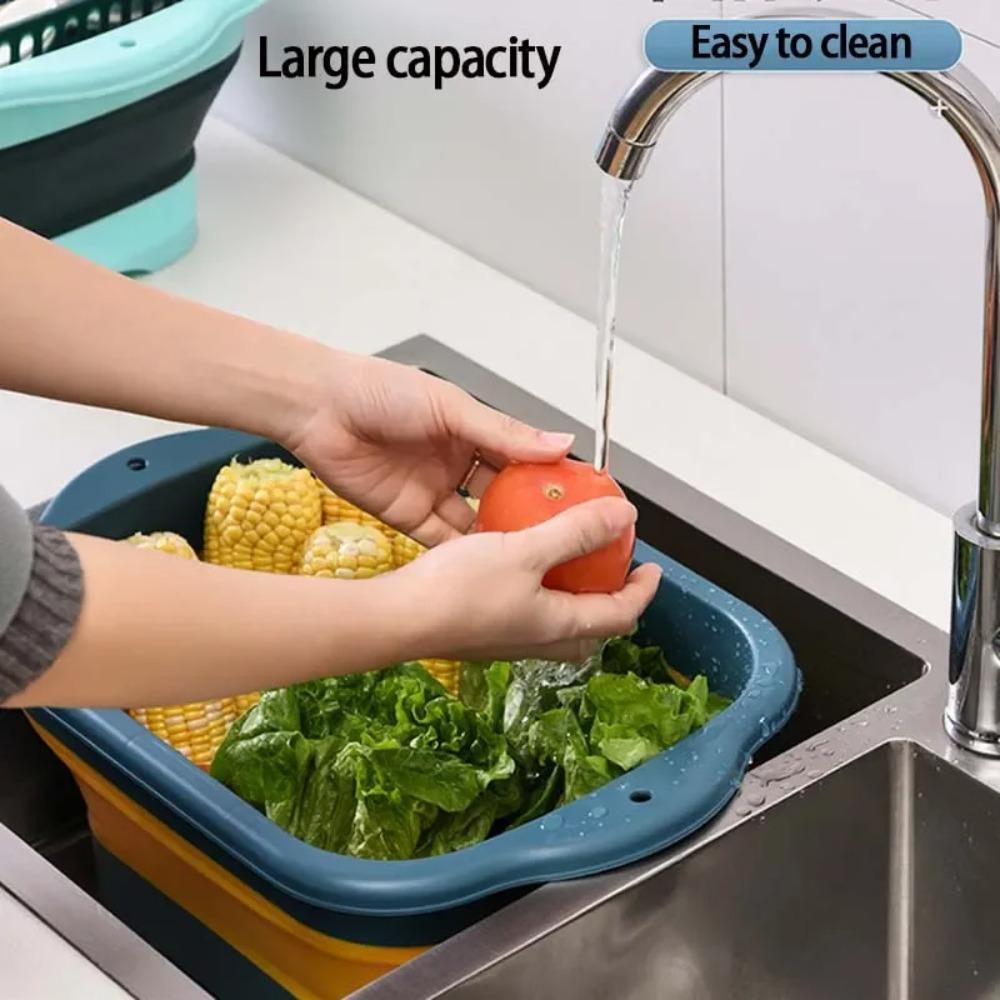 2026 Foldable Dish Basin Vegetable Washing Basket Outdoor Portable Sink Tub Dishpan Silicon Collapsible Drainer for Kitchen Camping