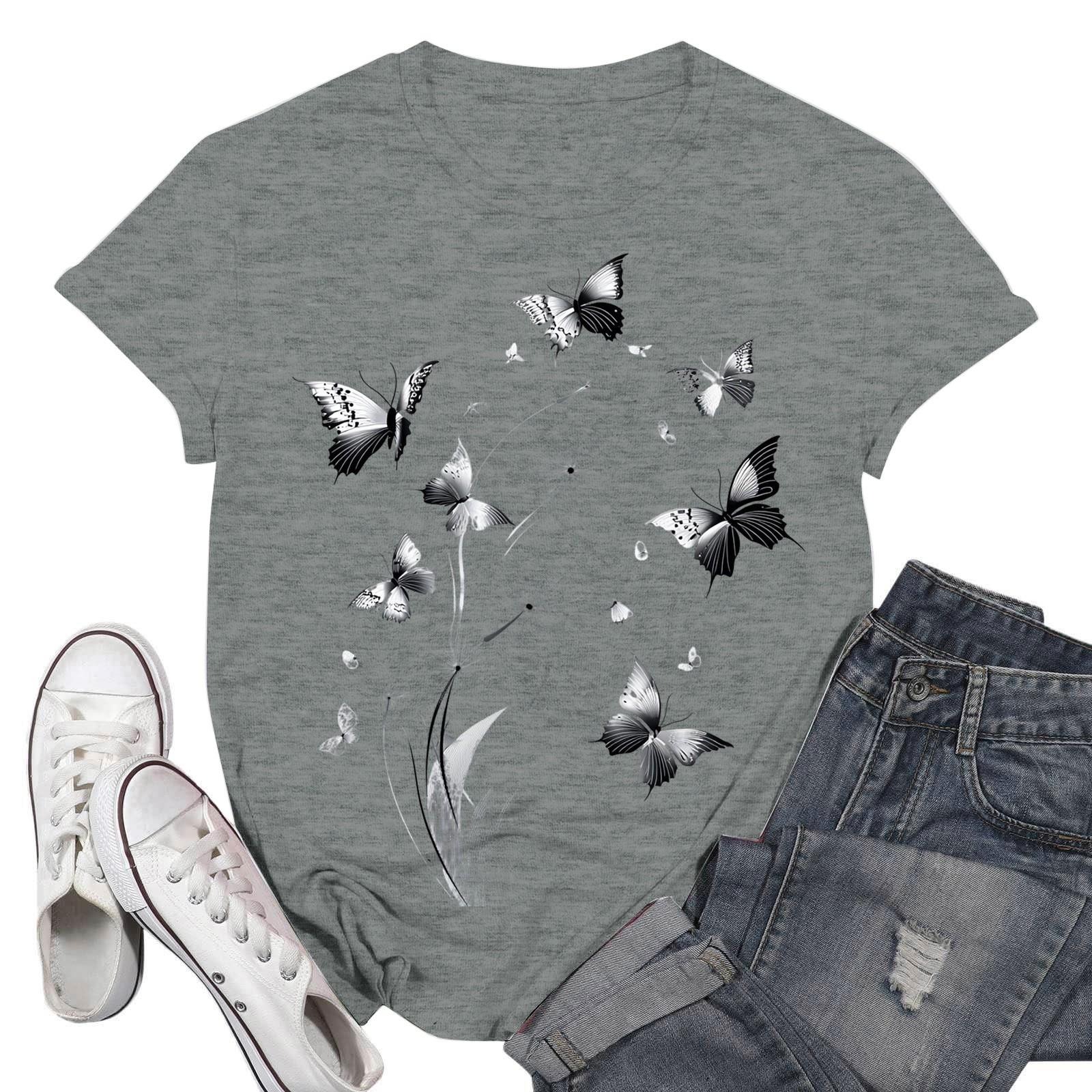 

Женские модные повседневные пуловеры с короткими рукавами и круглым вырезом с принтом XL