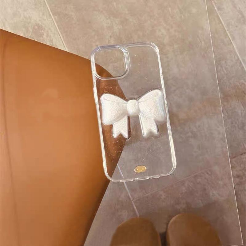 Wind Epoxy Transparent Bow Mobile Phone Case for Iphone16Promax Women's 15 Apple 17