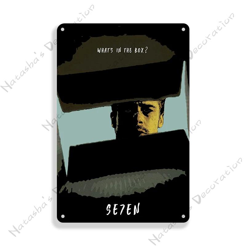 Classic Movie Poster Se7en Metal Sign Wall Plate Retro Decorative Sign Home Bar Club Cafe Cinema Wall Decor Vintage Metal Plaque