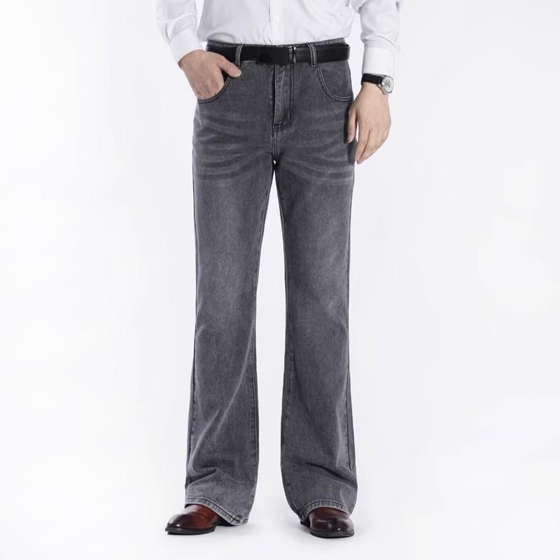 Men's Denim Flared Jeans Men's Mid Rise Stretch Light Blue Jeans