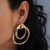 Women Metal Gold Earrings Geometric Shape Electroplated Fashion Looks Office