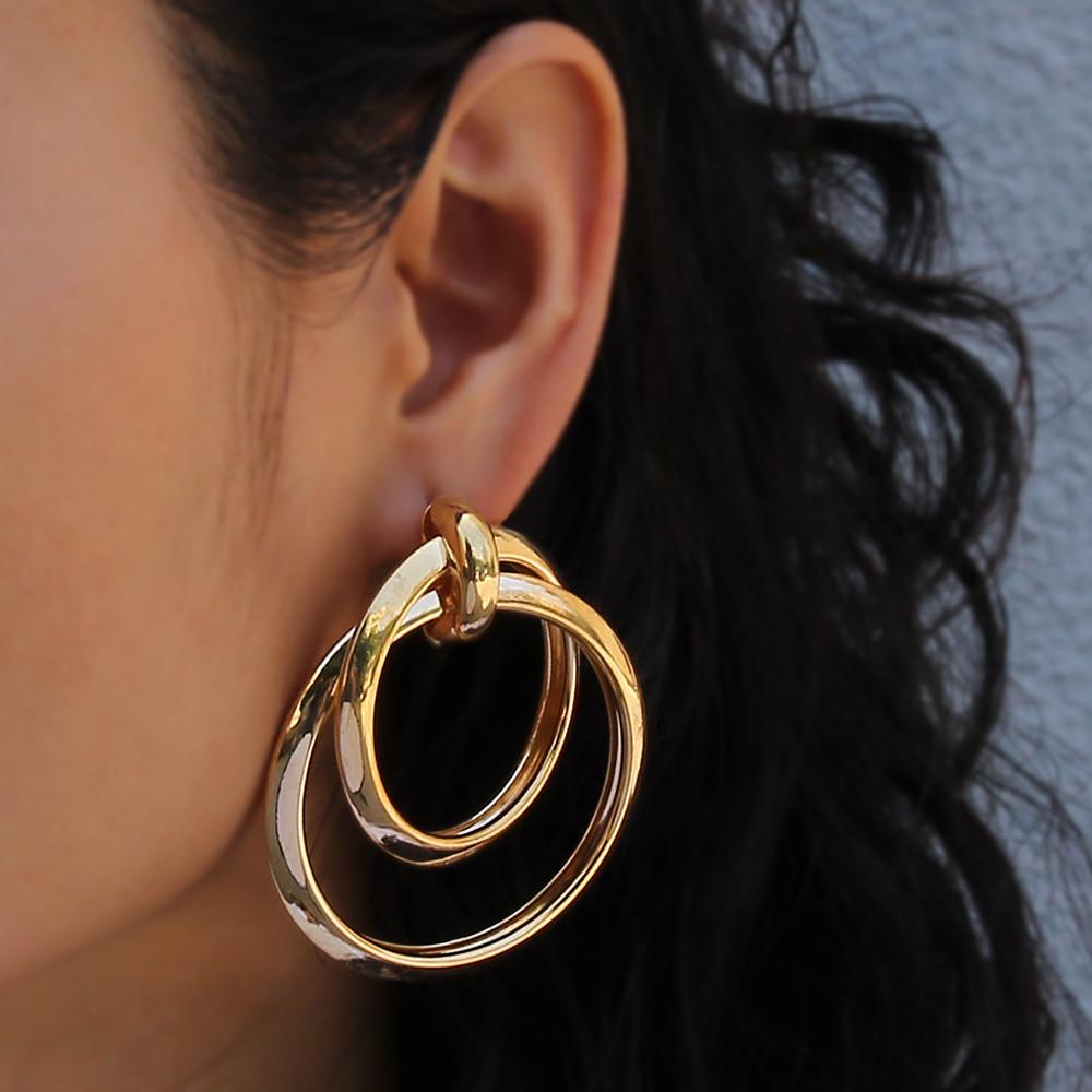 Women Metal Gold Earrings Geometric Shape Electroplated Fashion Looks Office