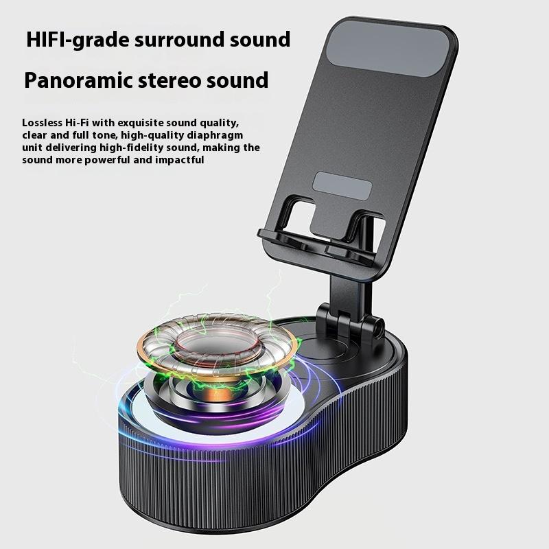 360 Rotary with Lifting Mobile Phone Holder Power Bank Bluetooth Speaker Mini Portable Ambient Light Audio
