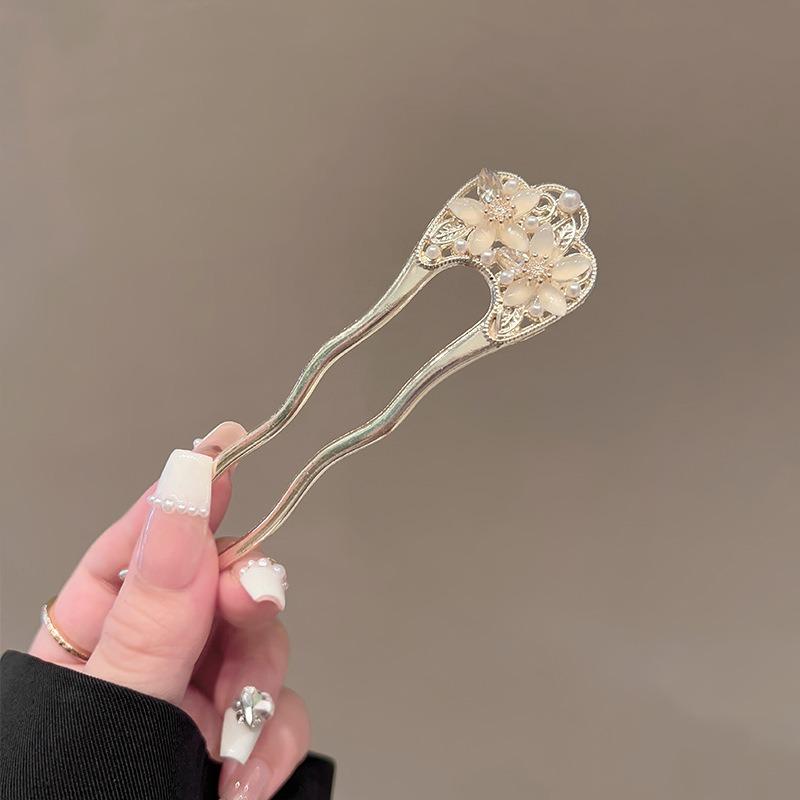 1pc Elegant Gold Floral Hair Pearl Accents Vintage Inspired Design Boho Everyday Hairstyles Timeless Statement Hair Accessory