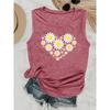 Elegant Vest for Women Daisy Heart Print Casual Loose Summer Vest Fashionable and Elegant Tops for Commuting, Vacation, and Everyday Wear, Available