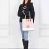 Coach Dempsey 30 Monogram Stripe Logo Accent Fabric And Leather Tote Bag Women tote Khaki Light-Pink 1917-IMSWZ