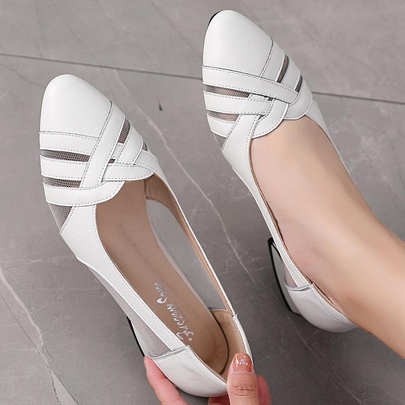 Fashion GKTINOO Pointed Toe Sandals Women Shoes Summer 2025 Designer Mid Heels Genuine Leather Woman Shoes Mesh Hollow Mujer Zapatos