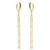 925 Silver Long Gold Plated Chain Earrings - 925 Silver 24K Gold Plated