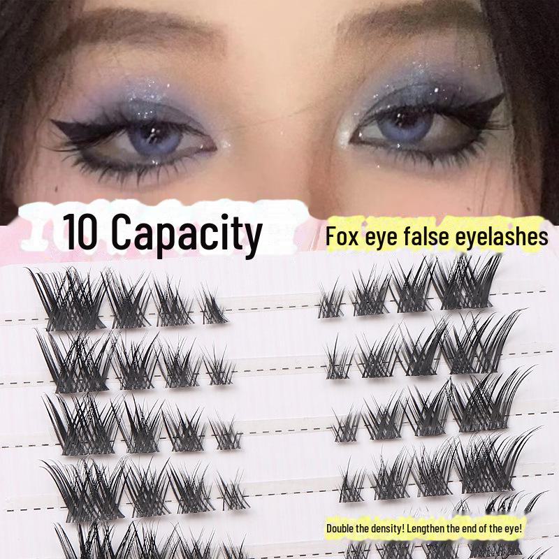 "Small Flame Lower Lash Clusters: Natural-Look False Eyelashes with Transparent Band"