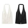 Fashion Style 2024 Autumn New Women's Clothing Open Back Hanging Collar White Sleeveless Casual Tops 4772125