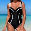 Women’s High-Waist Monokini Bathing Suit One-Piece Swimsuit, Modest Tummy-Control Slimming Beach Swimwear