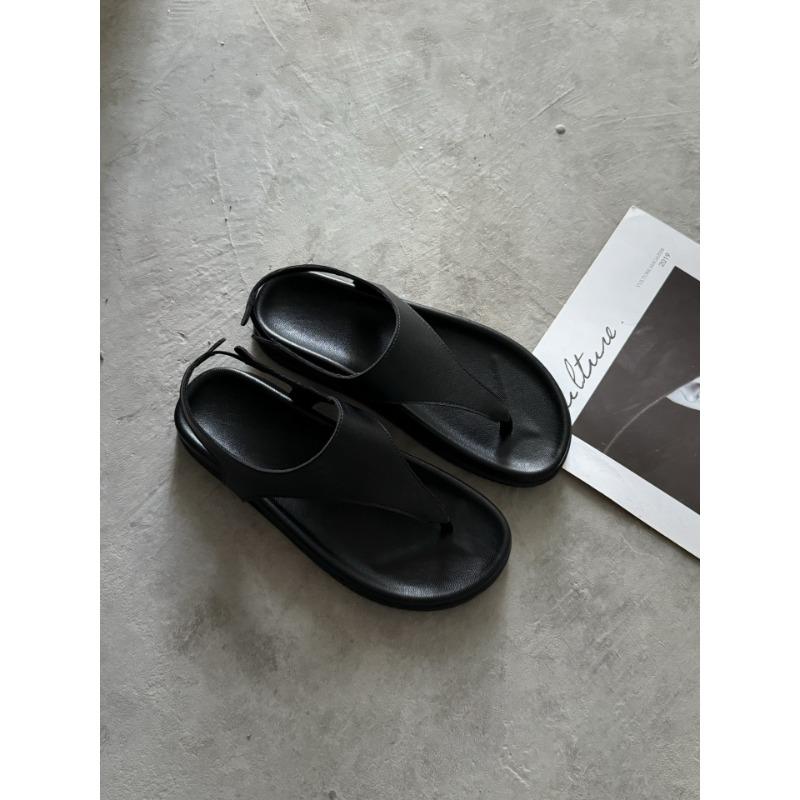 

Кожаные ретро сандалии-щипки на мягкой подошве, женские летние, новая коллекция, пляжные плоские сандалии, шлепанцы 35