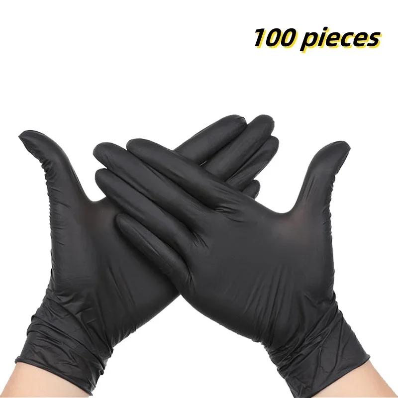 100 STÜCK Haushalt Stark Schwarz Einweg Nitrilhandschuhe PVC Latexfrei Antistatisch Garten Tierpflege Tattoo Arbeit Ölbeständige Handschuhe