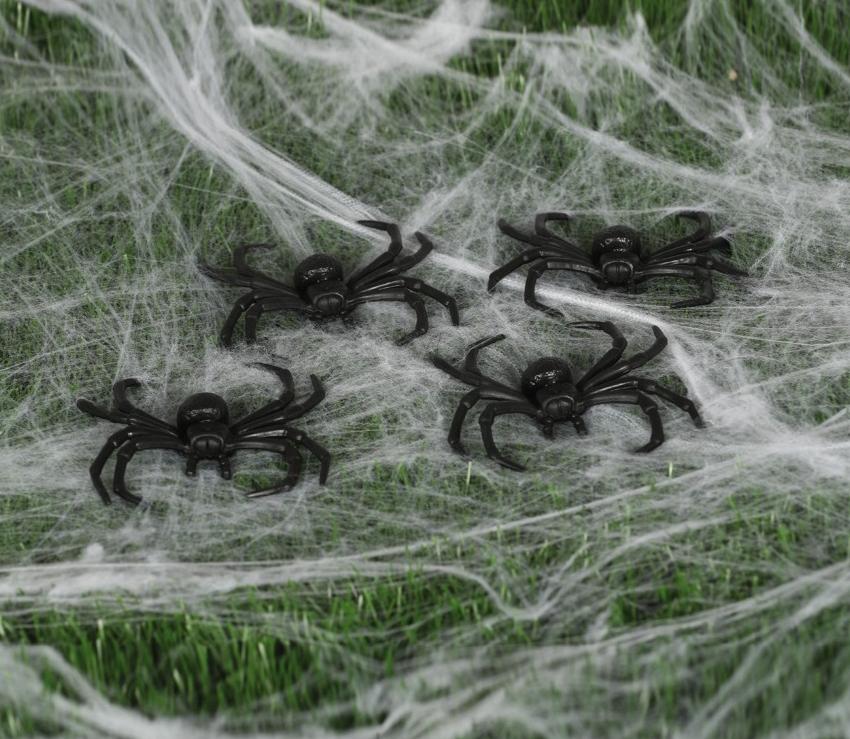 Dekoracje Zestaw Pająki Czarne Halloween 4Szt 8Cm