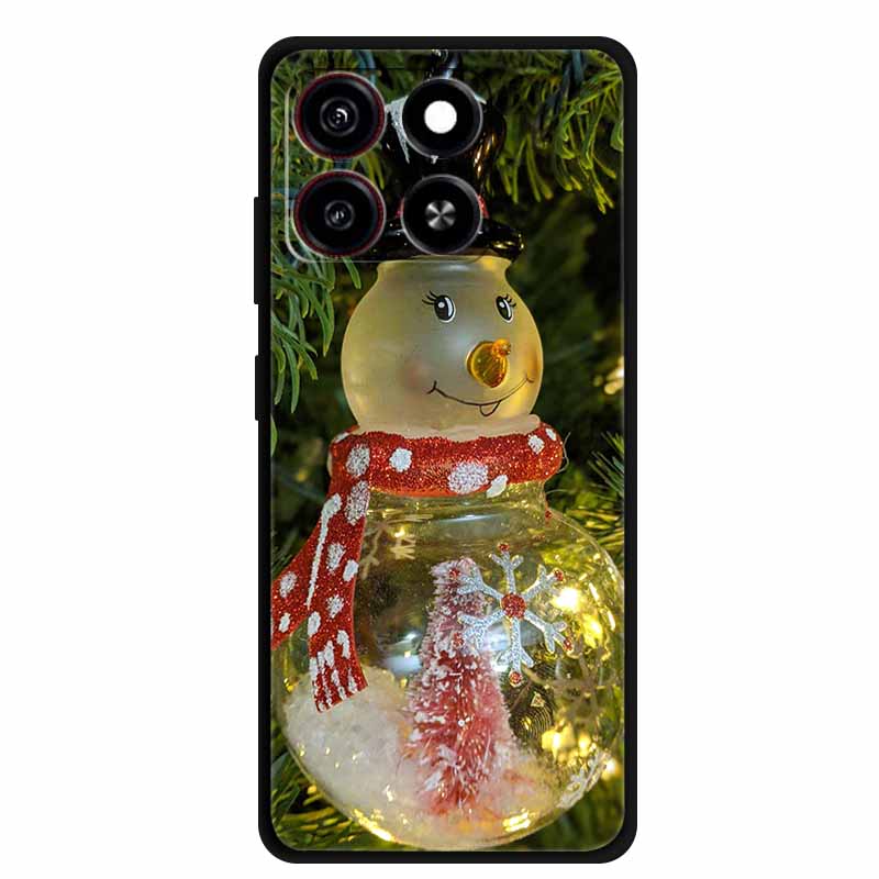 Christmas Cover For ZTE Blade A35 A55 Case Black Silicone Cases for ZTE Blade A55 Cartoon Santa Claus Christmas Tree Back Cover