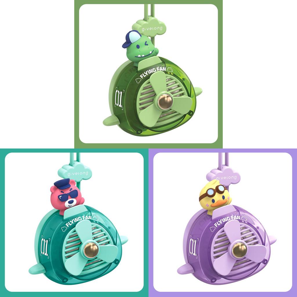 Cartoon Neck Fan With Usb Rechargeable Noleaf Design For Kids Personal Cooling