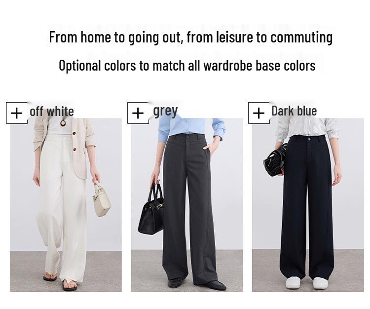 2026 Women's Slimming Wide-Leg Pants: Petite, Nine-Tenths Length, Straight, Loose Casual Fit for Spring and Summer