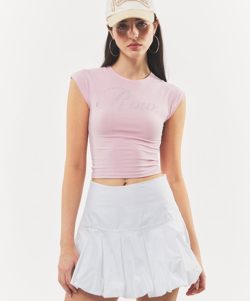 Romantics Balloon Fit Cotton Mini Skirt White