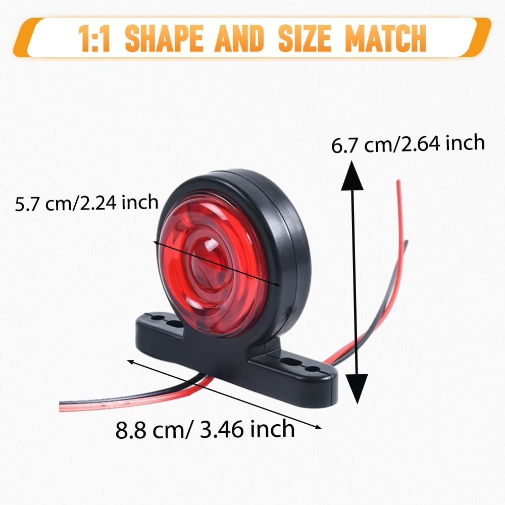 12V-24V Double Face Trailer Truck LED Side Marker Light Trailer Marker Lamp Turn Signal Light Compatible with Freightliner Cascadia/M2 106 Compatible