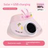 Cute Rabbit Kids Cooling Sun Visor Hat Solar Powered Fan UPF50 UV Protection for Beach Trip