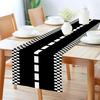 Black and White Checkered Road Table Runner, Race Car Theme Party Decorations for Boys Kids Birthday, 72x13 Inch Long Race Track Table Runner