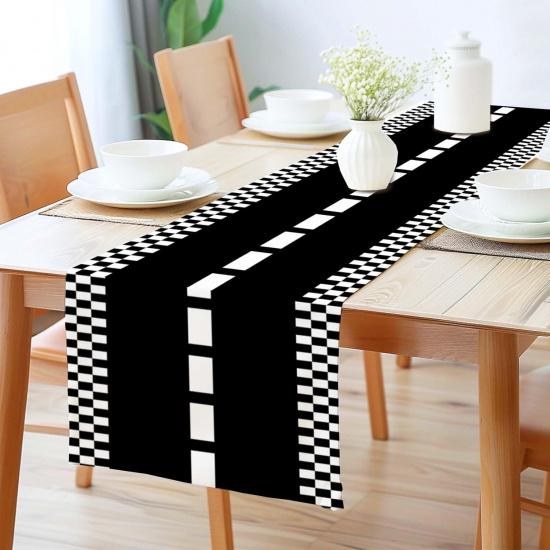 Black and White Checkered Road Table Runner, Race Car Theme Party Decorations for Boys Kids Birthday, 72x13 Inch Long Race Track Table Runner