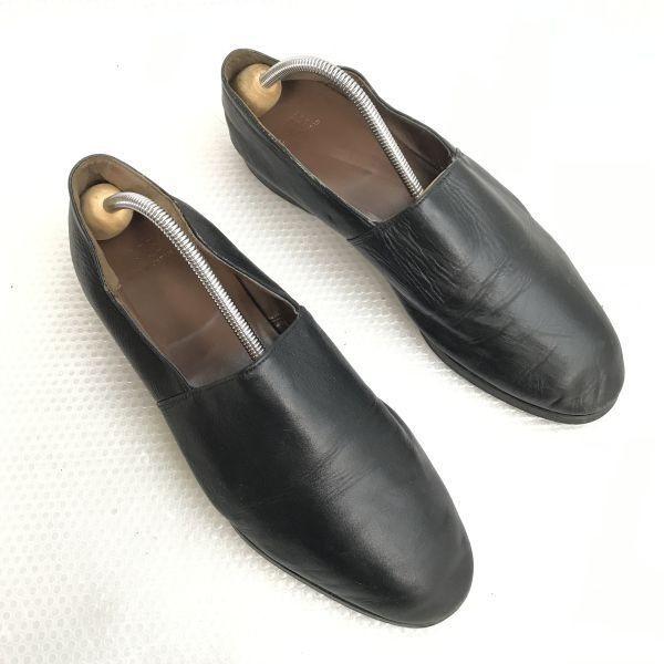USED/Made in Japan HARE Leather Slip-On Loafers M 25.0-26.0 Men Black Driving Shoes