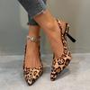 Womens Fashion Leopard Print Designer Simple Non-Slip Pointed Toe Sandals Spring New Daily Comfortable Office Slip-On High Heels