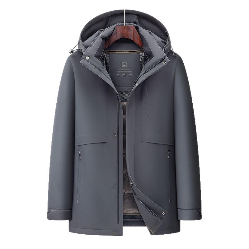 Men's Winter Down Jacket with High-Grade Graphene Lining and Detachable Liner - Thick and Warm for Father's Wear