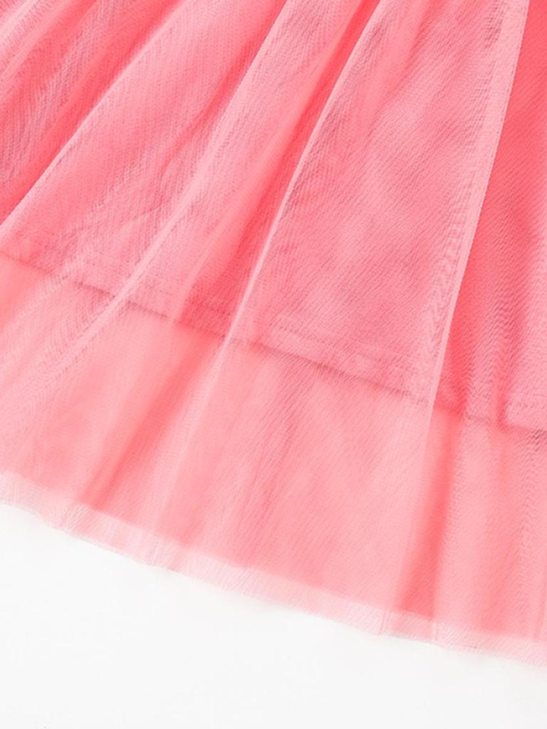 2026 Spring/Summer Girls' Mesh Dress with Floral Sequins - Toddler Skirts in European and American Style