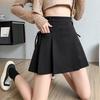Women's High-Waist Pleated A-Line Skirt - Gray, Irregular Design, Anti-Exposure, Slim Fit