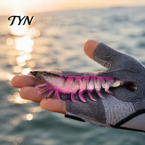Reefs Fishing Lures 9.5cm/4.8g TPE Soft Bionic Shrimp Bait, Realistic Glitter Lure, Simulation Prawn Swim Bait for Freshwater Saltwater Trout