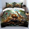 Peaceful Gathering of Animals Print Bedding Set 1 Duvet Cover 2 Pillowcases for Adult and Children Luxury Gift Full Size