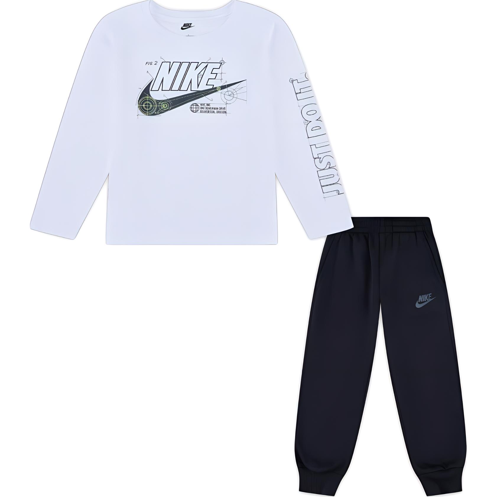 

Nike Повседневный спортивный комплект с длинным рукавом, вязанный махровый, простой, удобный, детские комплекты, черный HV1584-010 XS