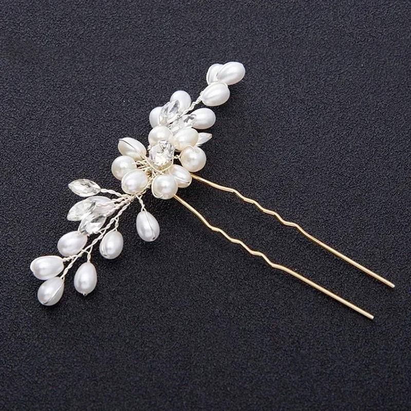 

White New Fashion Wedding Style Hair Bridal Hair Stick Floral Hairpin Beautiful Headdress Plait Hair Clip Accessories for Women WHITE