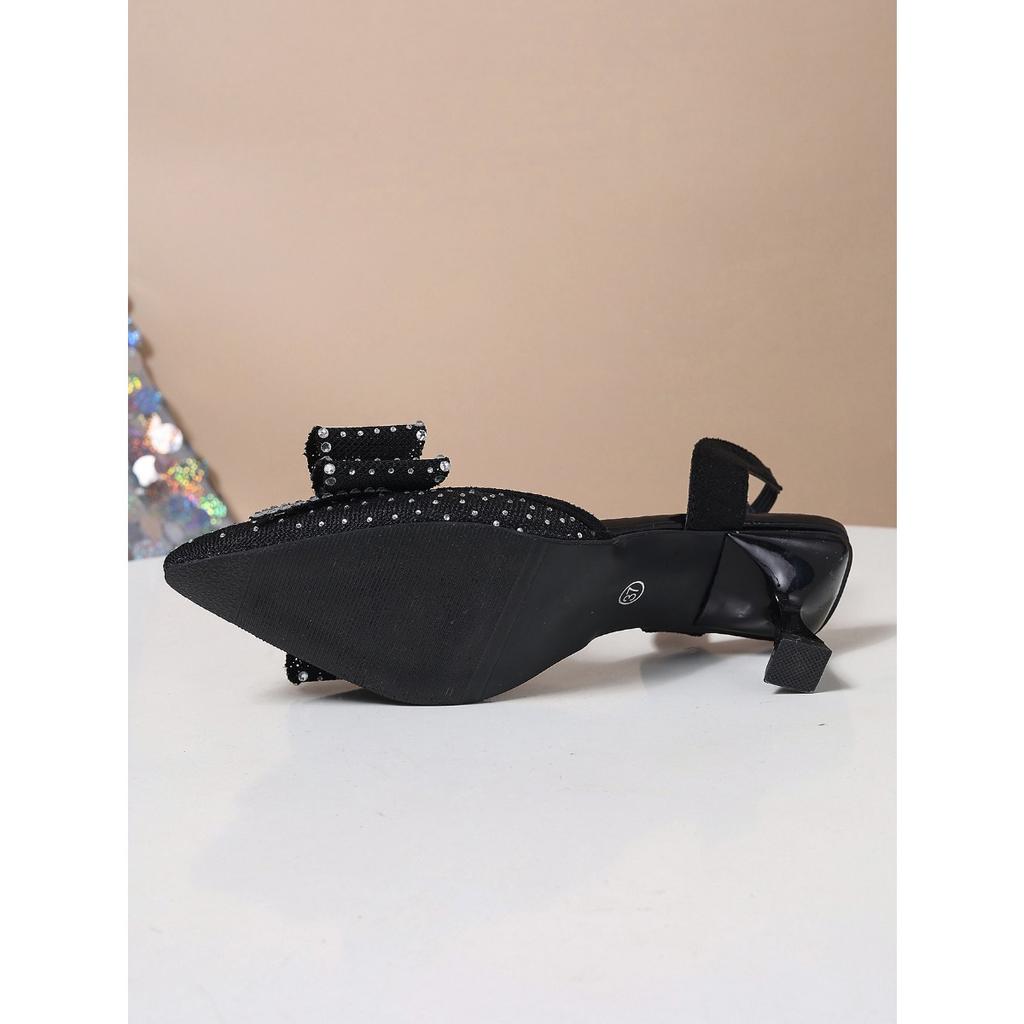 New Summer Rhinestone Bow High Heels - Women’s Pointed Toe Stiletto Dress Sandals