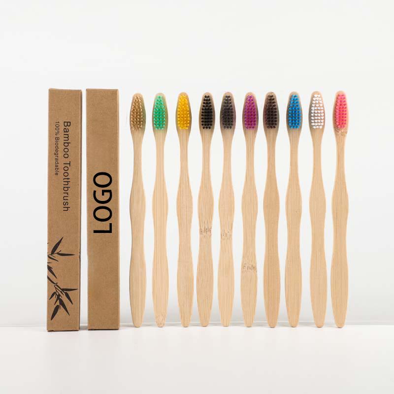 Stock and Custom Natural Kraft Box Biodegradable Bamboo Charcoal Bristle Adult Bamboo Toothbrush