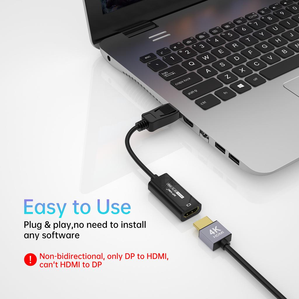 1.8m/5.9ft DP to HDMI Adapter 4K Display Port Male to HDMI Female Cable Converter