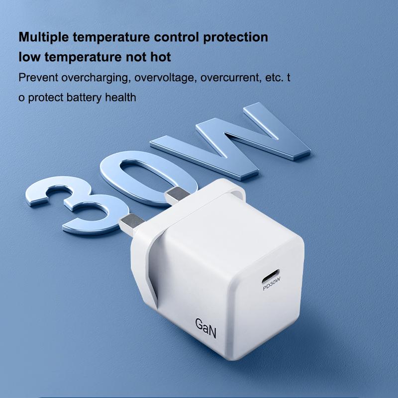 Type C ABS Mobile Phone High Speed PC UK GaN Tech PD UKPD30WGaN Single Port Charger